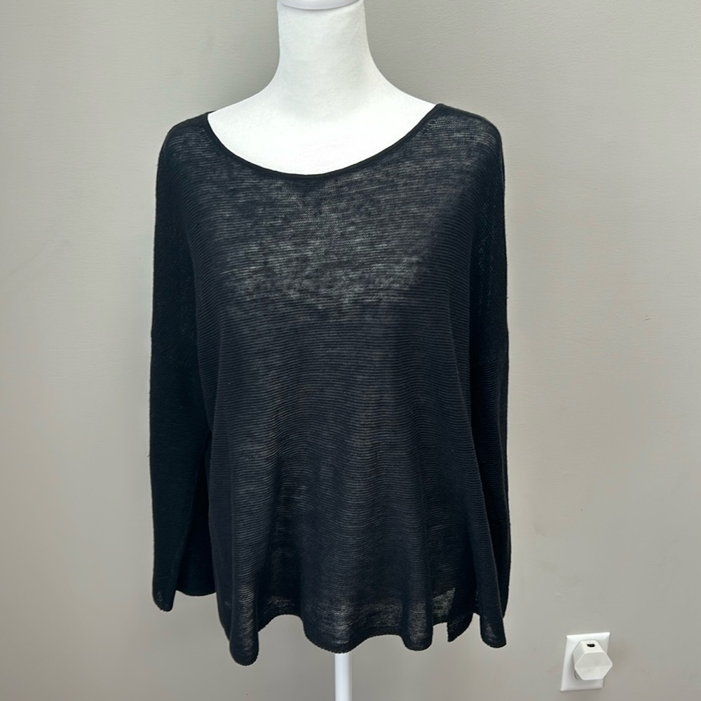 Eileen Fischer black linen sweater